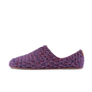 Handmade Wool Bamboo Slippers: Soft Leather Sole, Heel-Hugging Design Lavender
