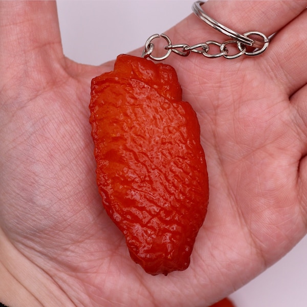 Realistic Chicken Wing Keychain, Buffalo Chicken Wings Gift, Funny Fake Food Keyring, Novelty Food, Hot Wings Keychain, Foodie Gift