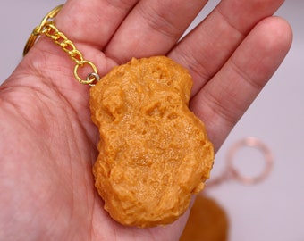 Realistic Chicken Nugget Keychain, McDonalds Chicken Nugget, Fake Food Keychain, Funny Nugget Lover Gift, Novelty Food Keyring