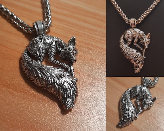 Silver Fox Pendant: Spirit Animal Necklace, Forest Jewelry