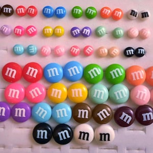 M&M Stud Earrings | M and M Earrings, Candy Earrings, Chocolate Earrings, Halloween Candy Earrings