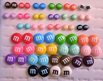 M&M Stud Earrings | M and M Earrings, Candy Earrings, Chocolate Earrings, Halloween Candy Earrings