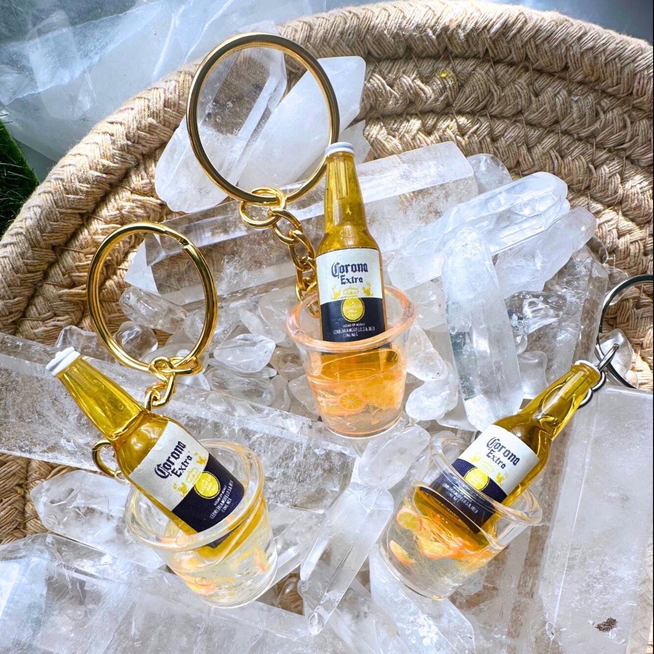 Corona Beer Bucket Keychain, Bucket of Beer Keyring, Beer Bottle Charm, Alcohol Keychain, Beer Gift, Mini brand, Bartender Gift, Fathers Day