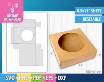 Square Box Template, Box SVG for Cricut, Box with Round Window, Gift Box for Soap, Soap Box, Box with Window, DIY Box, Display Box SVG B27