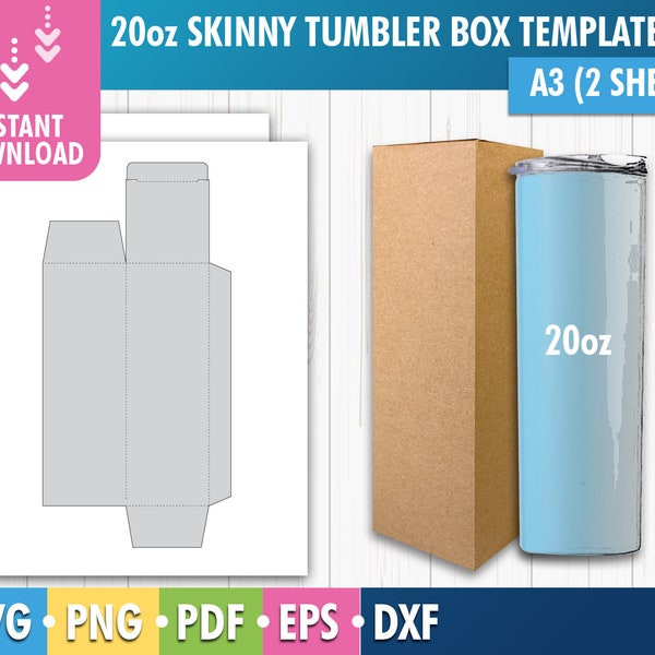 Skinny Tumbler Gift Box Template Etsy