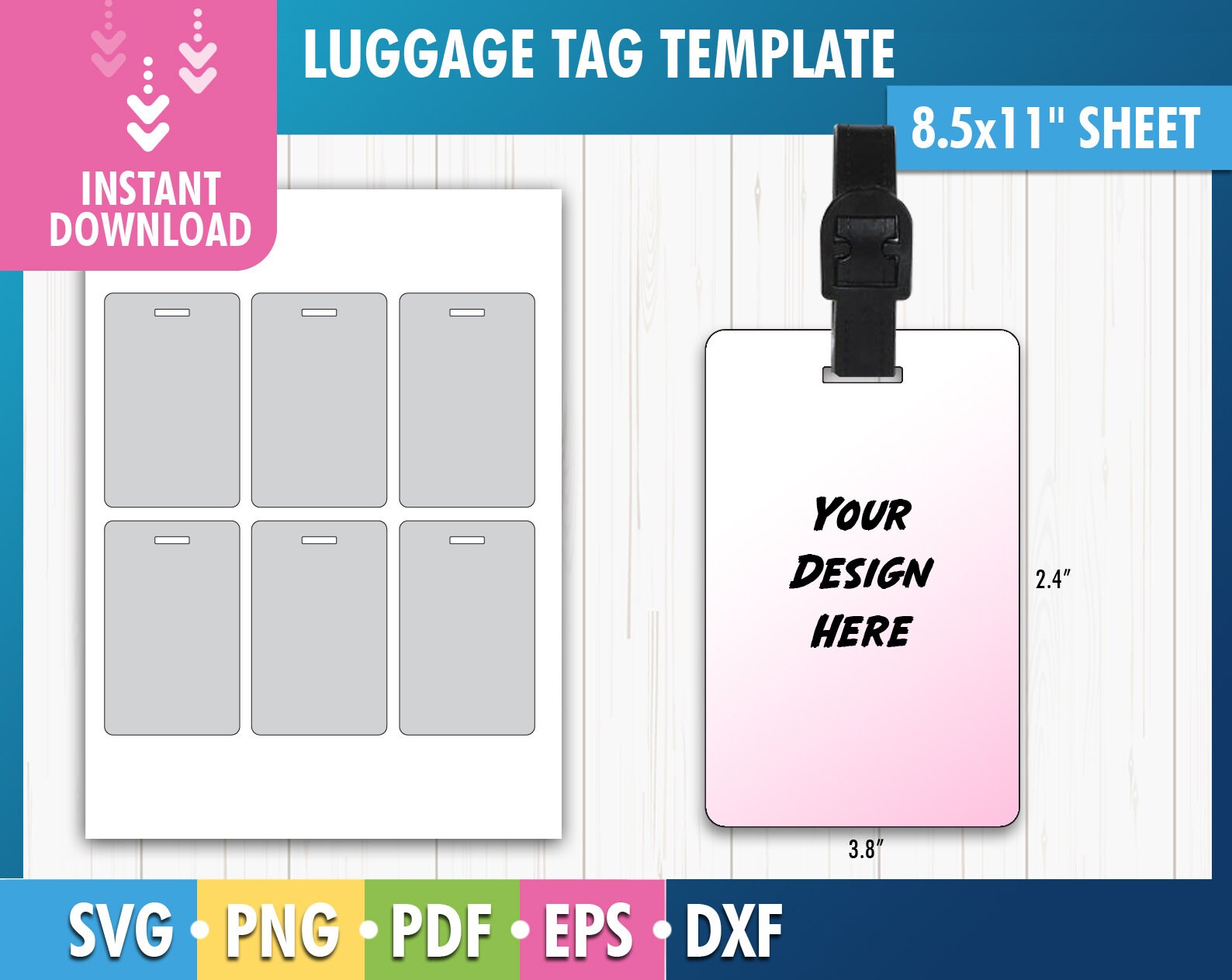 Luggage Tag Template Luggage Tag SVG Luggage Tag Template Etsy Australia