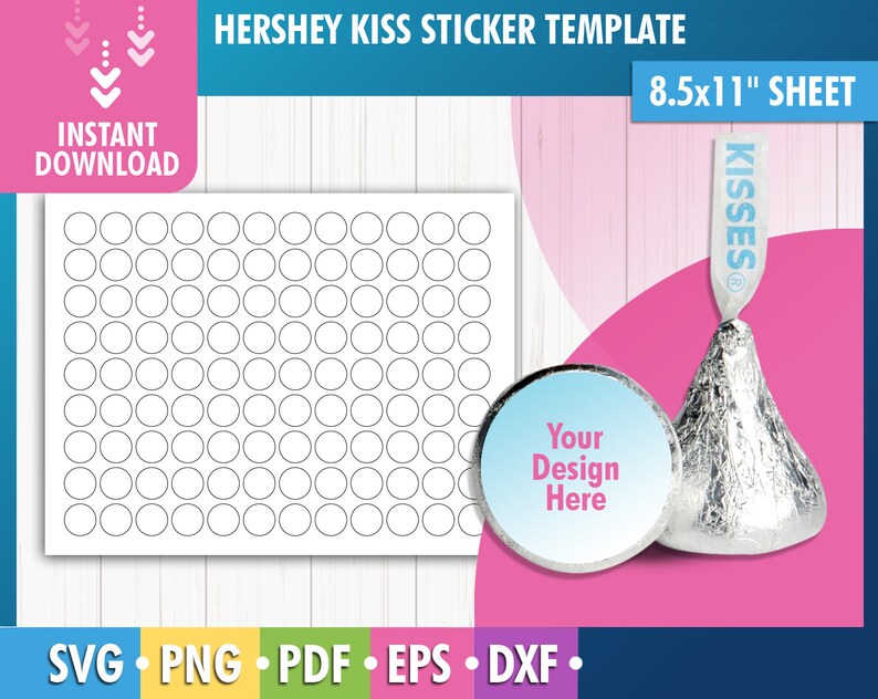 Hershey Kiss Stickers Template Hershey Kisses Blank Label Etsy