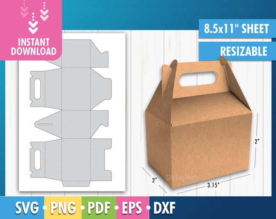 Gable lunch box template svg box cricut instant download Box - Etsy Italia