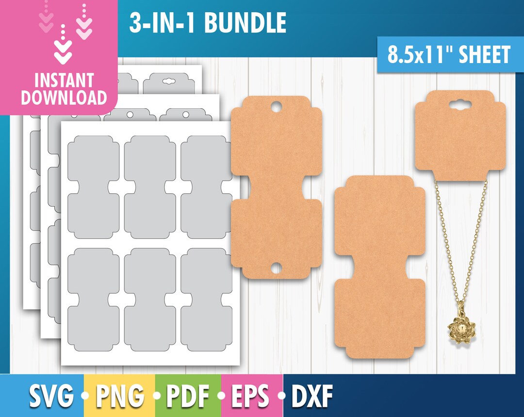 Necklace Display Card Template Necklace Holder Folded Etsy