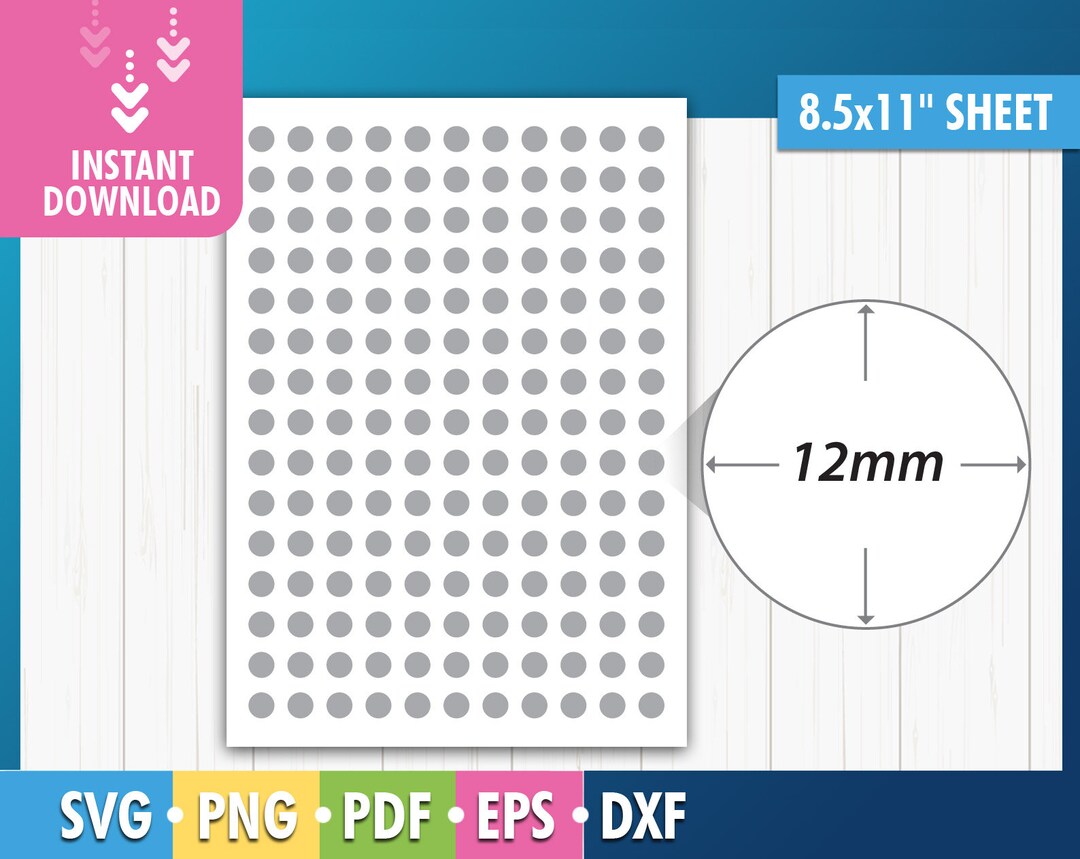 12mm Circle Template Blank Template Multipurpose Labels SVG - Etsy
