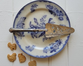 Pelle à tarte française ancienne en métal argenté, pelle à gâteau, spatule, couverts à servir, ustensile, argenterie, antique, XXème siècle