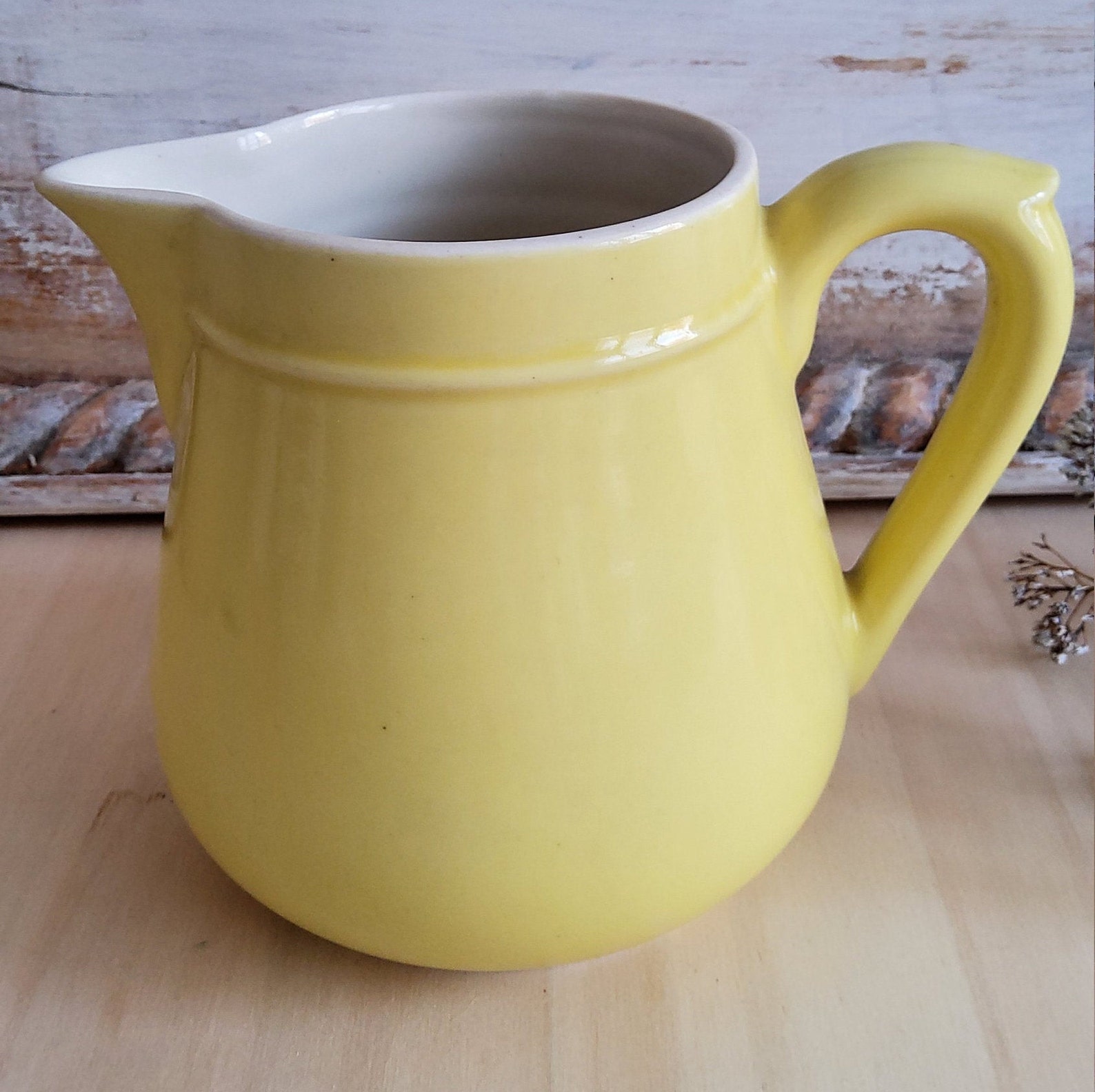 Vintage 70s Pastel Yellow Milk Jug Etsy