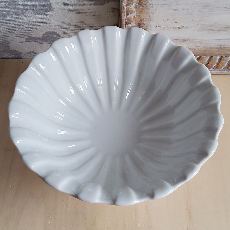 Antique French Fluted Pedestal Fruit Bowl in White Earthenware Etsy