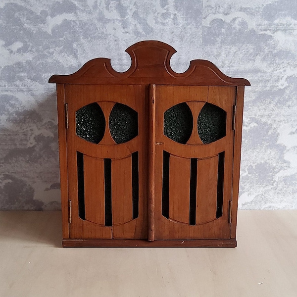 Français vintage petite armoire en bois vitrée/petit meuble ancien/meuble à suspendre