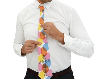 Easter Necktie | Colorful Easter Eggs Necktie for Dad, Grandpa, Son, Husband, Pastor | Matthew 28:6 | Easter Gift for Him | Faith-Apparel