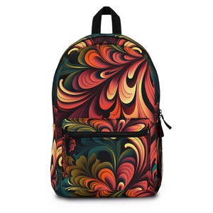 Sac à dos de style bohème-chic pour la rentrée des classes - Motif floral terreux - Fournitures scolaires OOAK Cartables personnalisés ! -