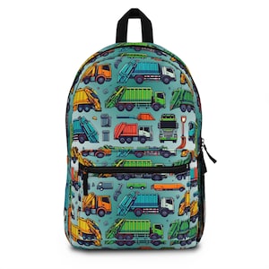 Sac à dos camions poubelle pour enfants, sac à dos coloré pour la rentrée des classes, cartable personnalisé, indispensables pour la récréation, cadeau d'anniversaire pour garçon !