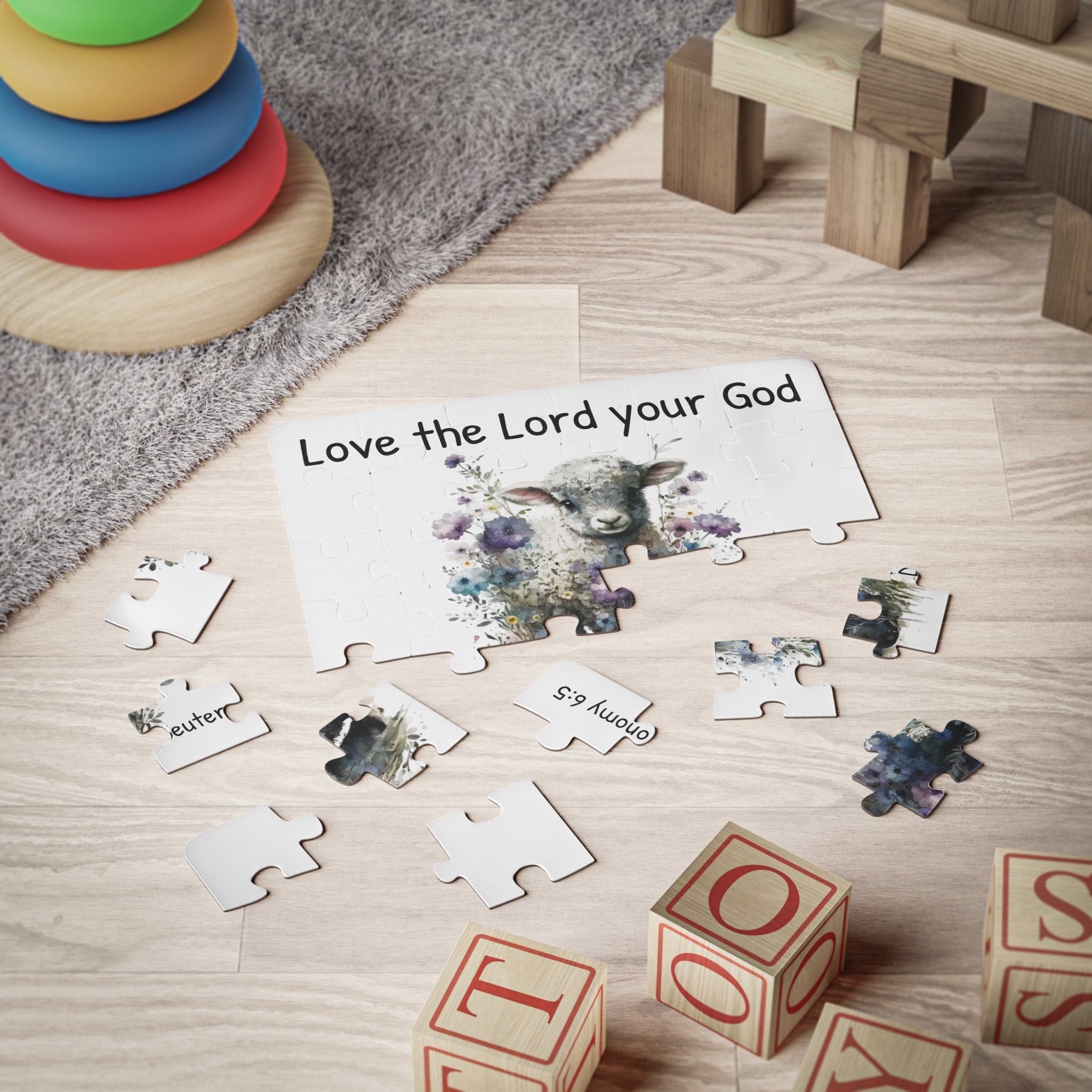 Kids' Christian Puzzle, 30-piece deuteronomy 6:5 Lamb Educational ...