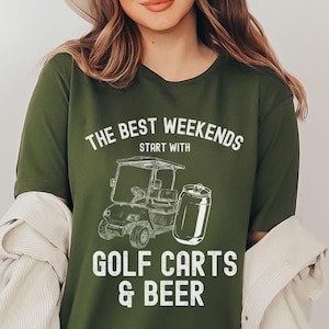 ゴルフカートとビールのTシャツ、面白い飲酒チームTシャツ、グループ飲酒Tシャツ、オザーク湖Tシャツ湖での週末ボートキャンプシャツ