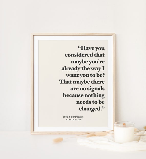 Love Theoretically, Bookish Poster, Bookish Wall Decor, Instant Download, Gifts for Book Lovers, Gifts for Readers, Book Quote Ali Hazelwood