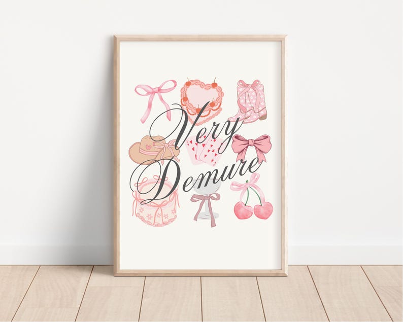 Very Demure Print Girls Girl Art Print Girly Apartment Decor Home DIY ...