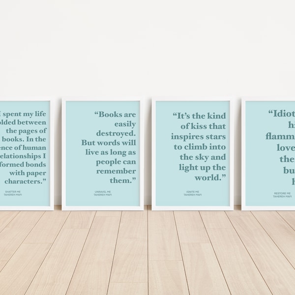 Shatter Me Series Merch, Printable Book Posters, Gifts for Book Lovers, Set of 4 Prints, Unravel Me, Restore Me, Ignite Me, Tahereh Mafi
