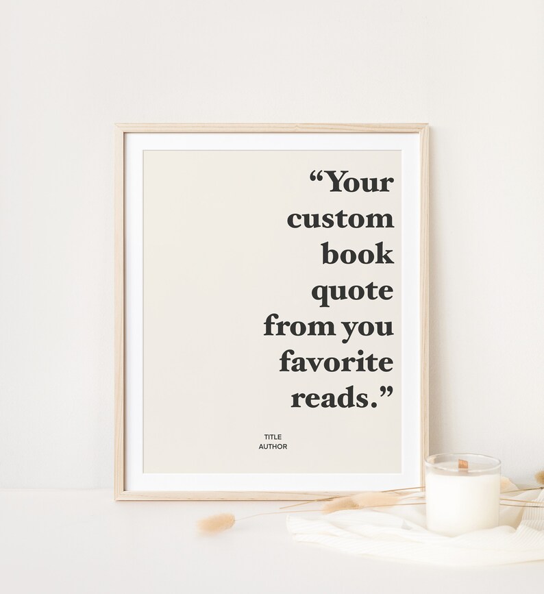 Custom Book Quote Poster Printable Bookish Word Art Gifts Etsy