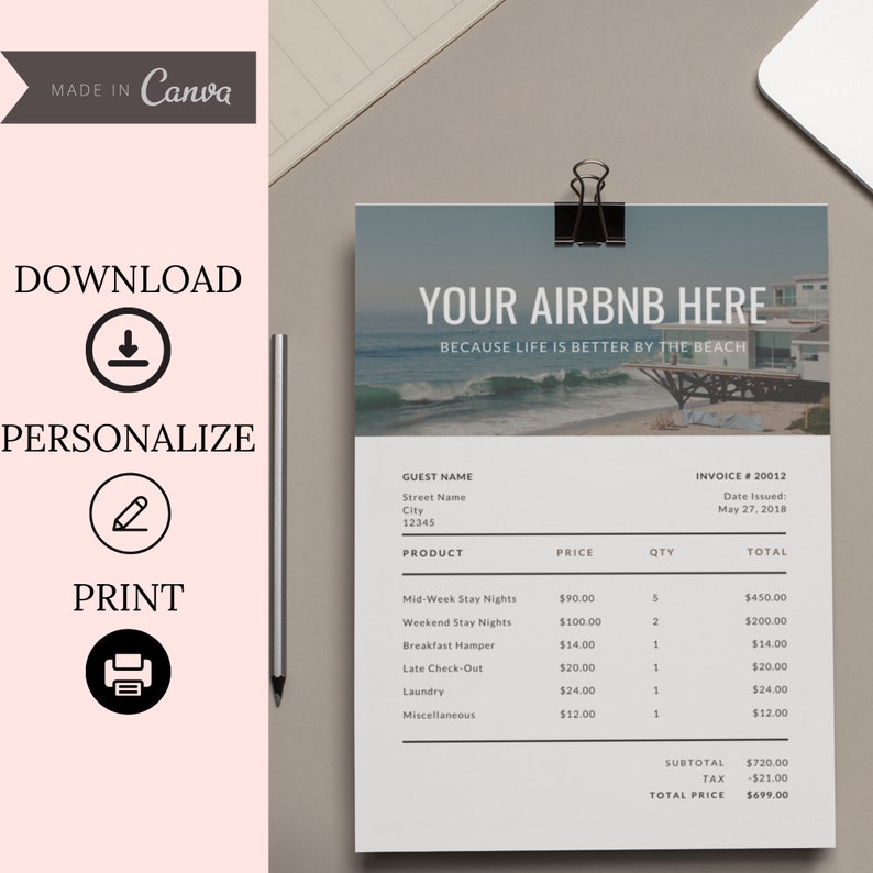 AIRBNB INVOICE TEMPLATE Printable Template Business Printable Etsy AIRBNB INVOICE TEMPLATE Printable Template Business Printable Etsy