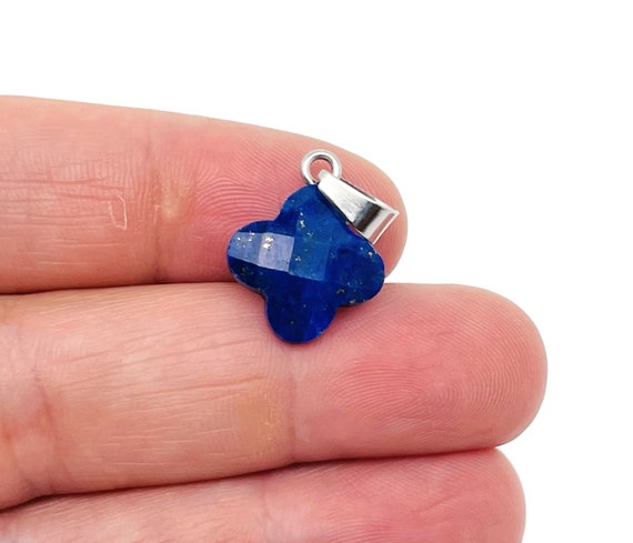 Lapis Lazuli Four-Leaf Clover Crystal Pendants - Gemstone Charm For Necklace & Earring Making - DIY Jewelry Making Supplies - NC1411