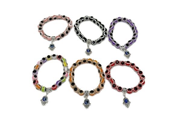 Evil Eye Lazar Langa Bracelet - Protection Jewelry - Stretchy Bracelet - Meditation Bracelets - Gift For Mom - NCMIX24