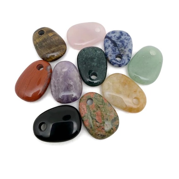 Oval Crystal Pendant – Natural Stone Jewelry Making Bead - NCMIX