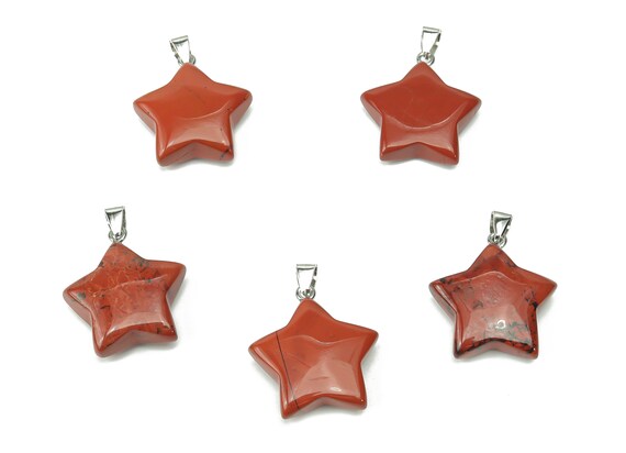 Red Jasper Star Pendant - Crystal Pendant – Natural Necklaces - Heling Gemstone - Jewelry Making Supplies - NC1087