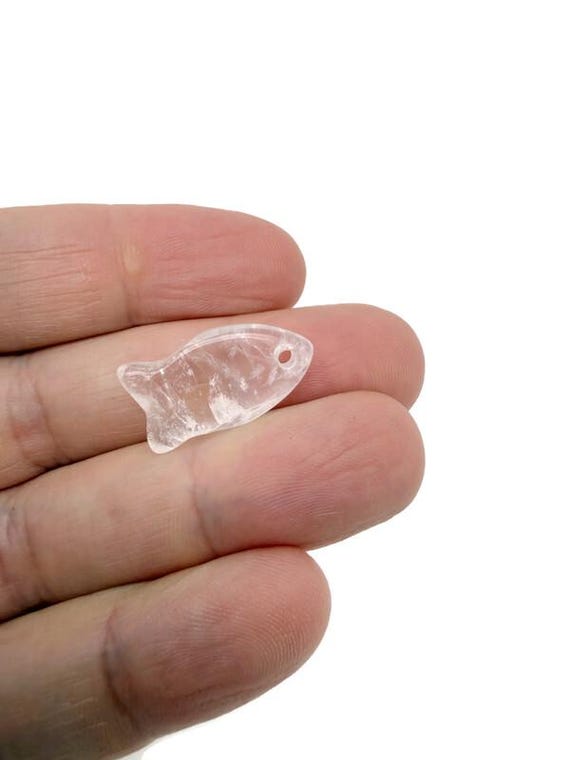 Clear Quartz Fish Shape Crystal Pendant – Healing Stone Fish Charm for Jewelry - NC1890