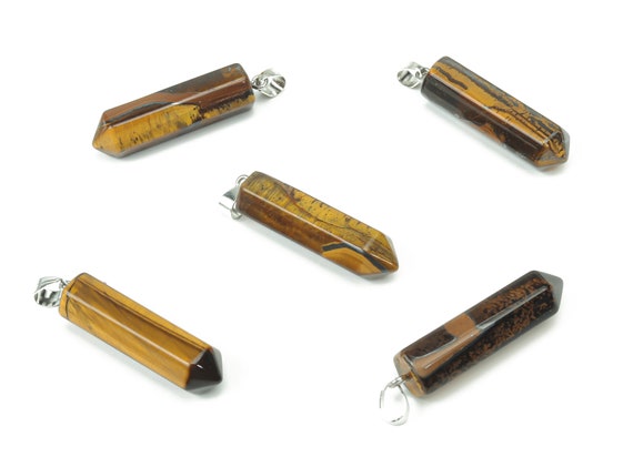 Tiger Eye Point Pendant - Crystal Pendant – Natural Necklaces - Heling Gemstone - Jewelry Making Supplies - NC1082