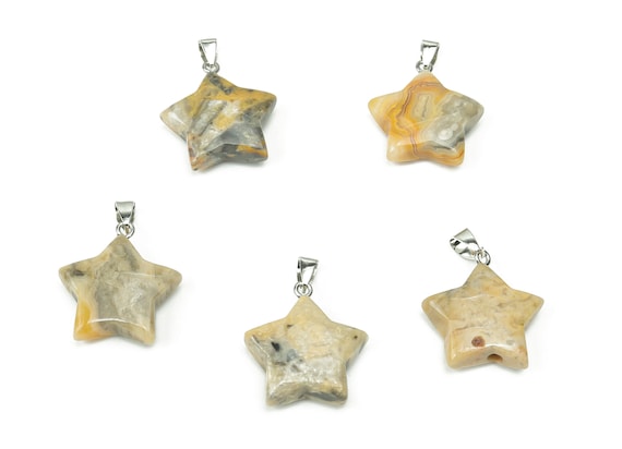 Crazy Lace Agate Star Pendant - Crystal Pendant – Natural Necklaces - Heling Gemstone - Jewelry Making Supplies - NC1085