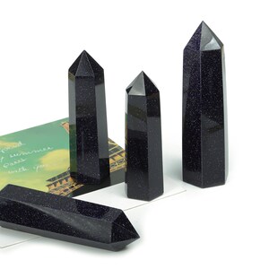 Blue Goldstone Obelisk Tower Stone – Obelisk Tower Point Crystals – Natural Blue Goldstone Gemstones – Loose Gemstone - TW1021