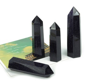 Blue Goldstone Obelisk Tower Stone – Obelisk Tower Point Crystals – Natural Blue Goldstone Gemstones – Loose Gemstone - TW1021