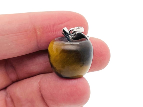 Tiger Eye Crystal Apple Pendant - Crystals Pendant Healing - Mini Crystal Pendant - Gifts - NC1225
