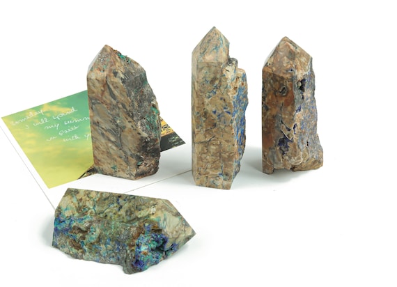 Azurite Obelisk Tower Stone - Point Azurite Natural Healing Crystal - Home Decor - TW1042