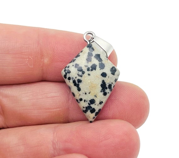 Dalmatian Jasper Gemstone for Pendant - Triangle Geometric Gemstone Pendant - Natural Gemstone Jewelry - For Women Lucky Pendant - NC1440
