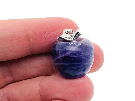 Amethyst Crystal Apple Pendant - Crystals Pendant Healing - Mini Crystal Pendant - Gifts - NC1227