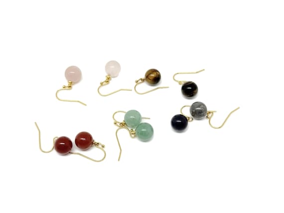 Ball Crystal Earrings - Gold Gemstone Earring - Genuine Gemstone Earrings - Semi-Precious Jewellery - NCMIX