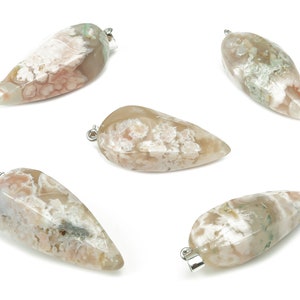 Flower Agate Tooth Pendant - Crystal Pendant – Natural Necklaces - Heling Gemstone - Jewelry Making Supplies - NC1091