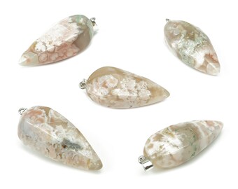 Flower Agate Tooth Pendant - Crystal Pendant – Natural Necklaces - Heling Gemstone - Jewelry Making Supplies - NC1086