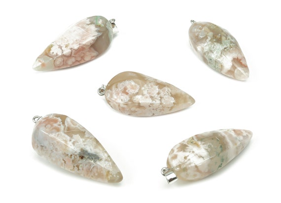Flower Agate Tooth Pendant - Crystal Pendant – Natural Necklaces - Heling Gemstone - Jewelry Making Supplies - NC1091
