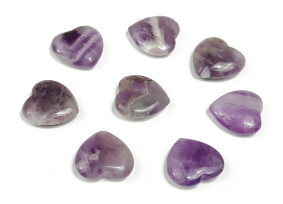 Amethyst Heart Gemstone Flat – Heart Crystal - Healing Stones – Carving Heart - Natural stones - 20x20x6 - HE1072