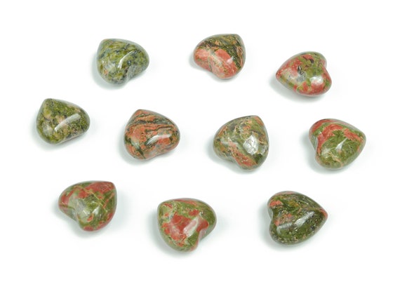 Unakite Heart Gemstone - Palm Stone Heart –  Healing Crystals - Nurturing Stone – Crystal Hearts – 15x15x9mm - HE1022