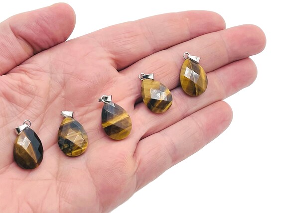 Tiger Eye Crystal Pendant - Tiger Eye Crystal Earring – Bracelet Crystal Accessory - Jewelry Making Supplies - 2cm - NC1109