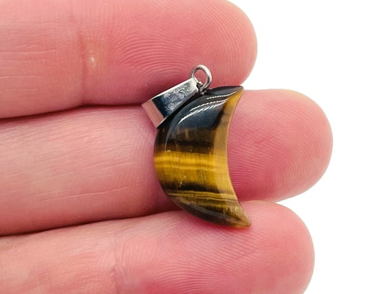 Tiger Eye Moon Pendant - Tiger Eye Moon Earring Crystal - Crystals Healing - Jewelry Making Supplies - NC1151