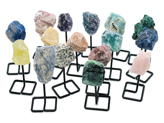 Crystal Metal Stands - Gemstone Decor - Desk Stone - Root Chakra - Healing Crystals - MTMIX